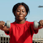 Woman working out with dumbbells