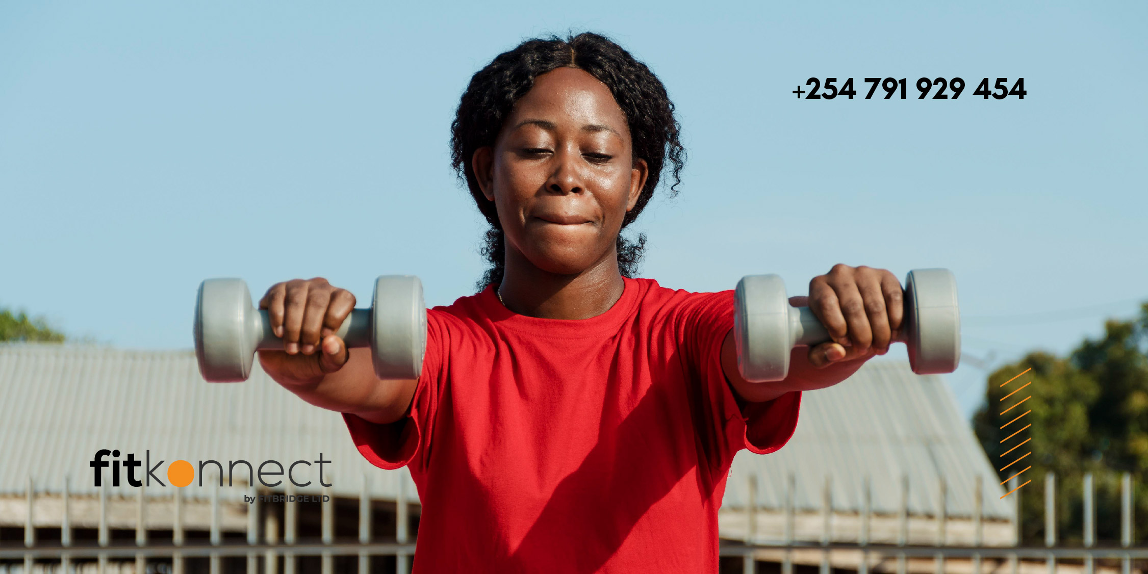 Woman working out with dumbbells